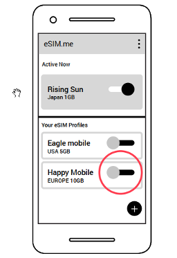 Активирайте eSIM профила, като плъзнете надясно.